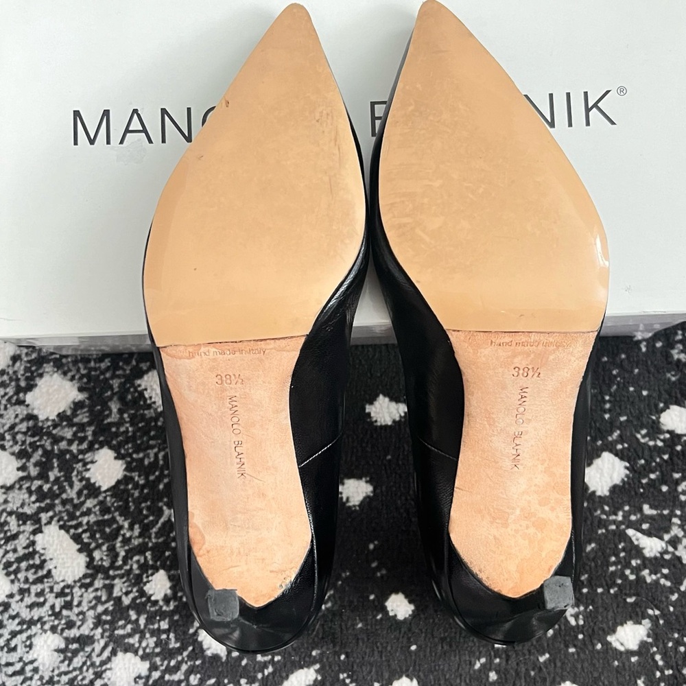Manolo Blahnik BB 105 Black kidskin leather pump 38 1/2 8HB - Picture 13 of 14